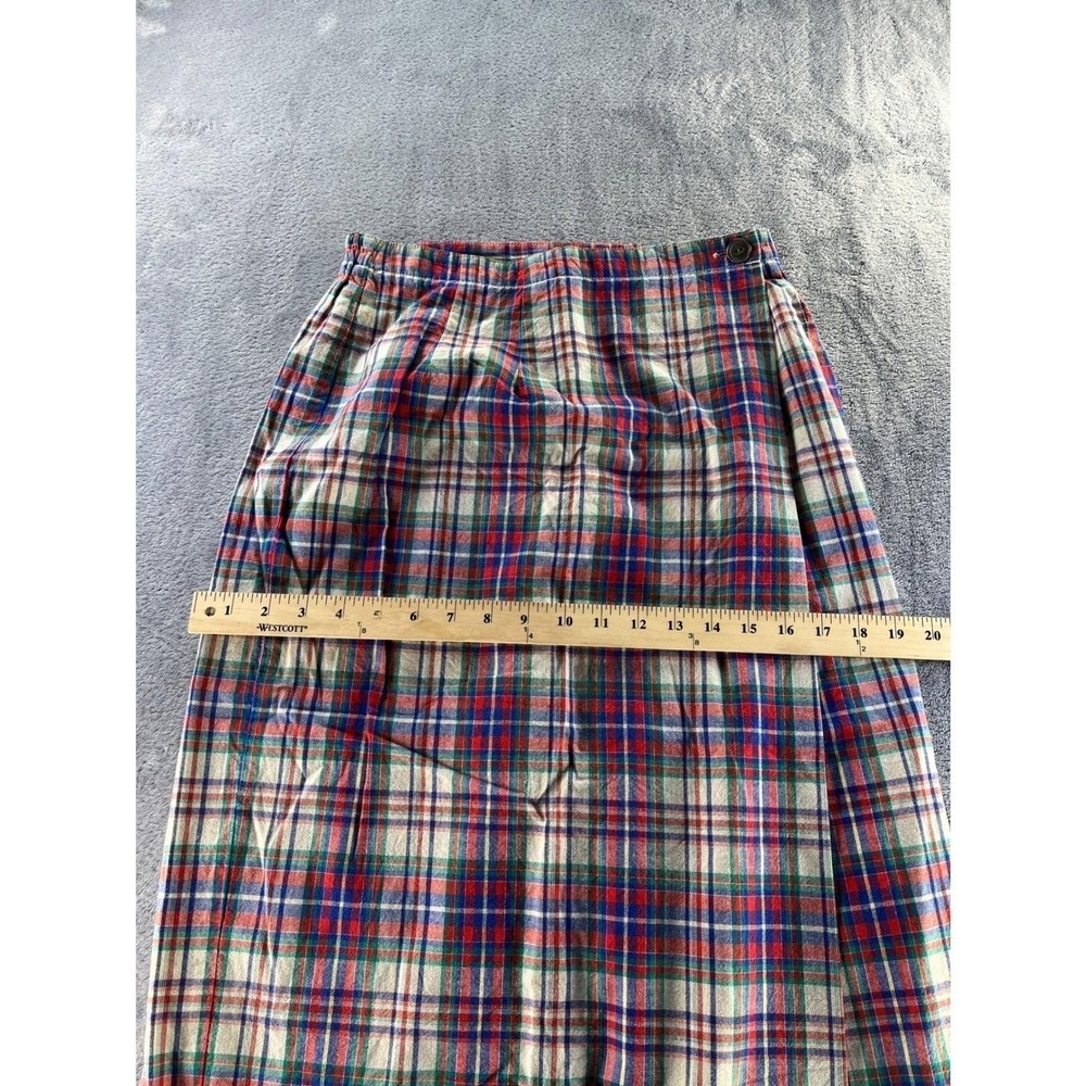 Vintage 80s Susan Bristol Plaid Maxi Skirt 10 Multi Color Wrap Grandma Modest - Picture 10 of 10